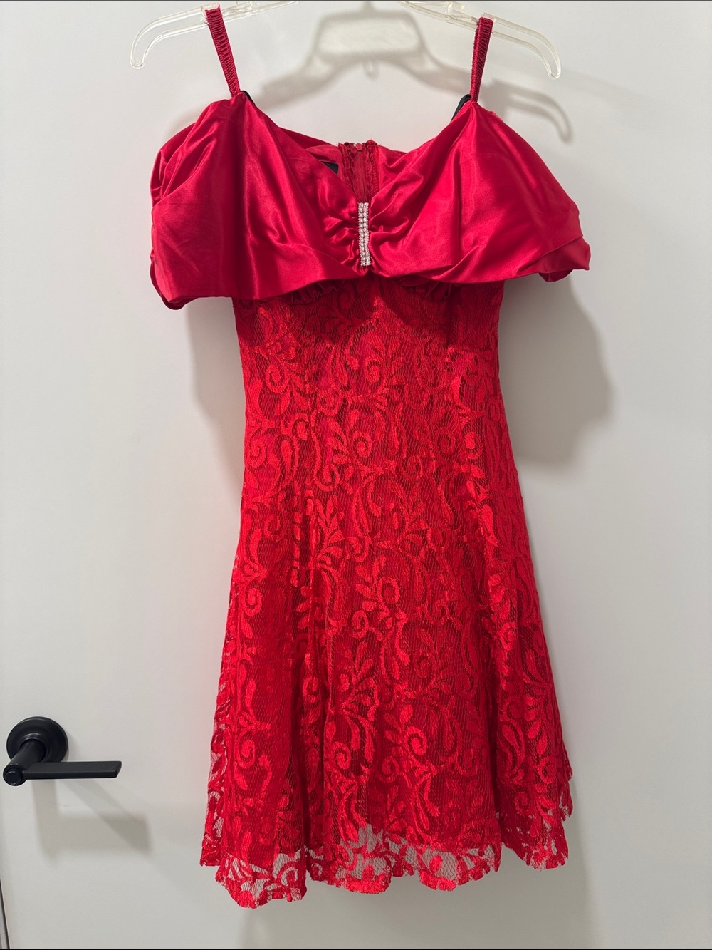 Notorious Vintage Red Satin Lace Formal Dress